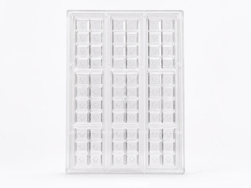 Clear custom polycarbonate chocolate bar mold for commercial production