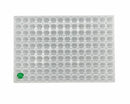 Forma pentru jeleuri ciuperca de 3.5 mL - 140 cavități - vedere orizontală, cu jeleuri verde smarald