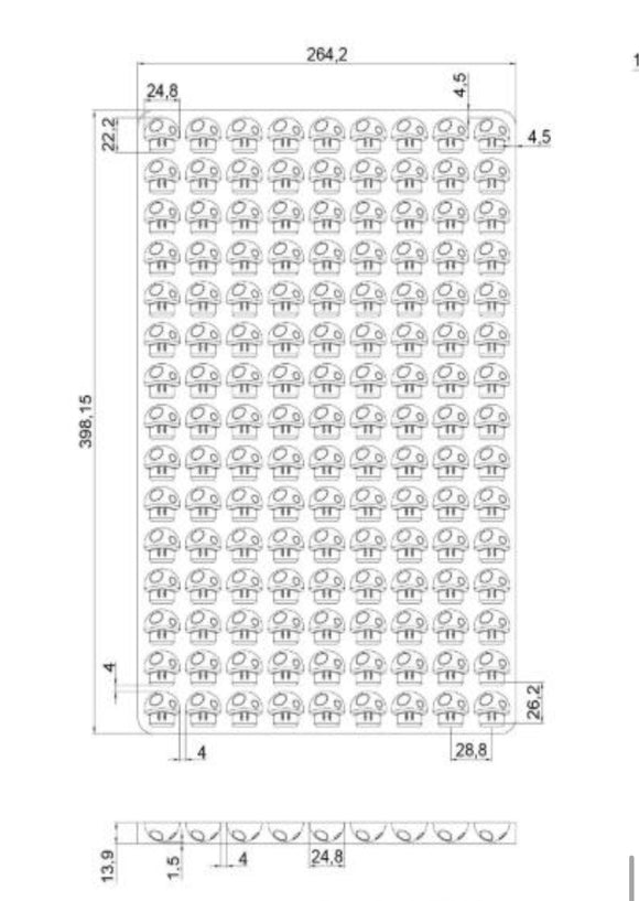 3.5mL mushroom gummy mold dimensions diagram